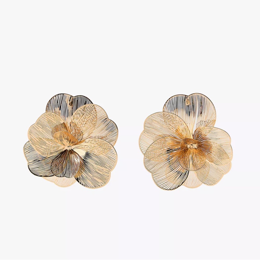 Zara Gold Floral Filigree Statement Earrings